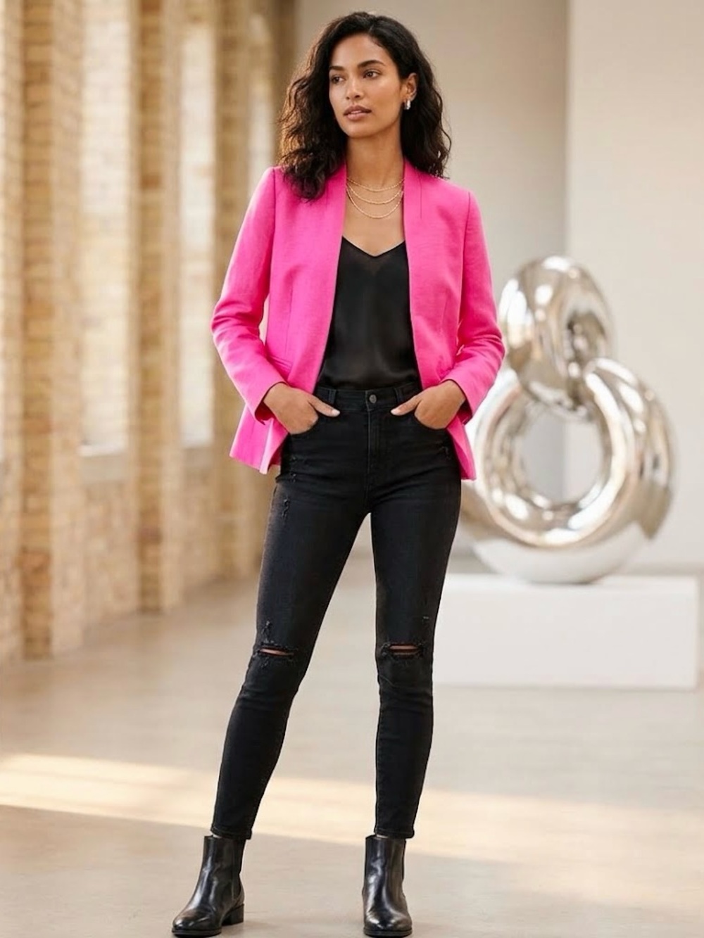 J. Crew Hot Pink Open-Front Blazer